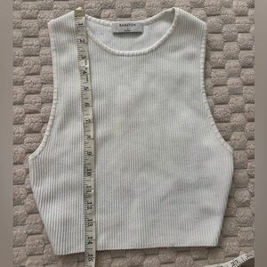 Aritzia sculpt knit racer cropped tank - white